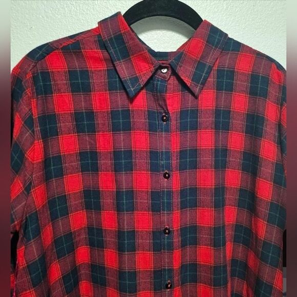 Paparazzi by Biz Embroidered Crushed Velvet Flannel Multi Media Tunic Top sz  XL - Picture 5 of 7